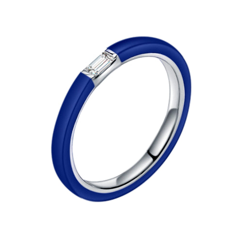 Blue Ceramic Baguette Diamond Ring