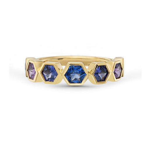 Ombre Sapphire Hexagon Ring