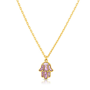 Hamsa Enamel Pendant Necklace