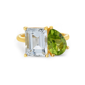 Toi et Moi Peridot & Topaz Ring