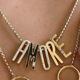 Slide-On Pave Chunky Initial Necklace