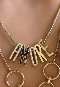 Slide-On Pave Chunky Initial Necklace