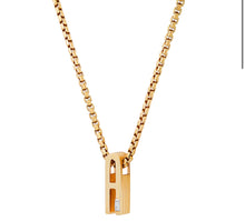 Load image into Gallery viewer, Slide-On Ribbed Initial with Baguette Necklace