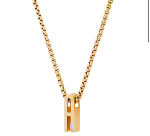 Slide-On Ribbed Initial with Baguette Necklace