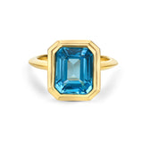 Swiss Blue Emerald Cut Ring