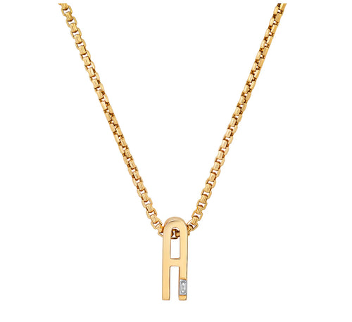 Slide-On Ribbed Initial with Baguette Necklace