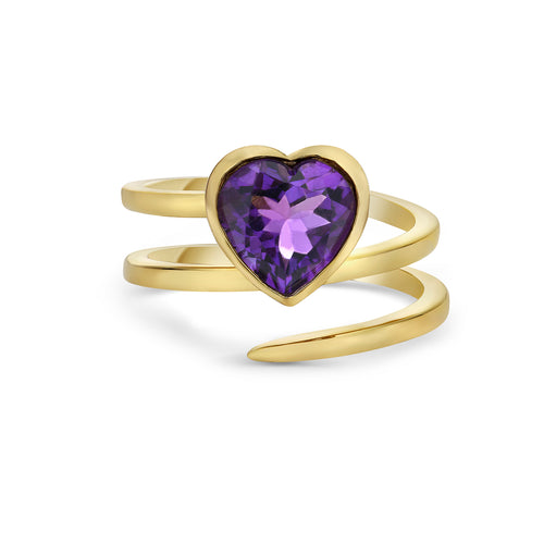 Heart Shaped Amethyst Wrap Ring