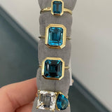 Swiss Blue Emerald Cut Ring