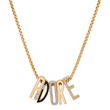 Slide-On Ribbed Initial with Baguette Necklace