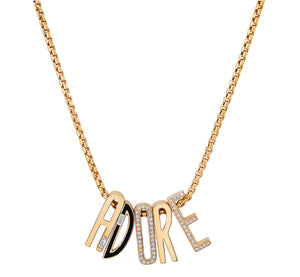 Slide-On Ribbed Initial with Baguette Necklace