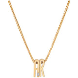 Slide-On Ribbed Initial with Baguette Necklace