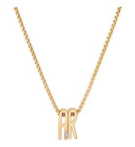 Slide-On Ribbed Initial with Baguette Necklace