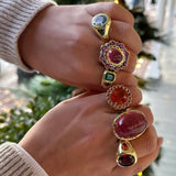 Posy Pink Tourmaline, Garnet, and Tanzanite Ring