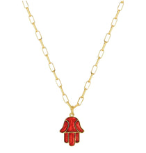 Load image into Gallery viewer, Hamsa Enamel Pendant Necklace