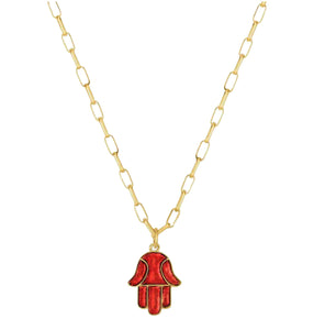 Hamsa Enamel Pendant Necklace