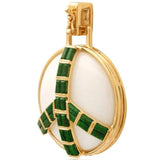 Midsize Peace Pendant in White Onyx and Green Maw Sit Sit