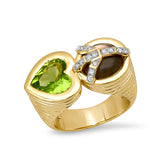 Peace and Love Ring in Black MOP and Peridot