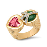 Peace and Love Ring in Malachite and Tourmaline
