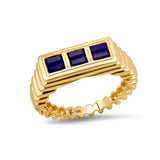 Fluted Colorblock Ring in Lapis