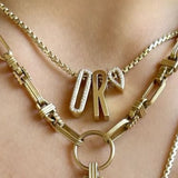 Slide-On Ribbed Initial with Baguette Necklace