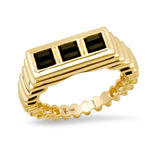 Fluted Colorblock Ring in Onyx