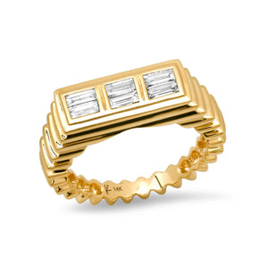 Fluted Colorblock Ring in Diamond