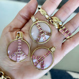 Grandsize Peace Pendant in Pink Opal and Pink Tourmaline