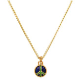 Mini Peace Necklace in Blue Lapis and Green Tsavorite