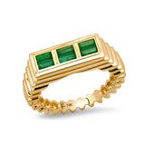 Fluted Colorblock Ring in Emerald