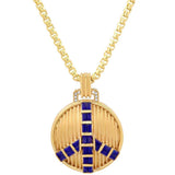 Midsize Peace Necklace in Ribbed Gold and Lapis