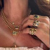 Double Bezel Ball Chain Necklace