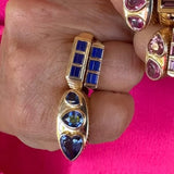 Fluted Colorblock Ring in Lapis