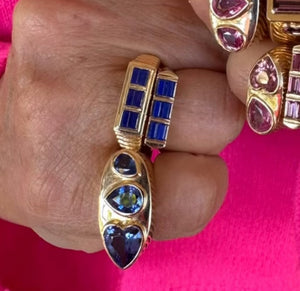 Fluted Colorblock Ring in Lapis