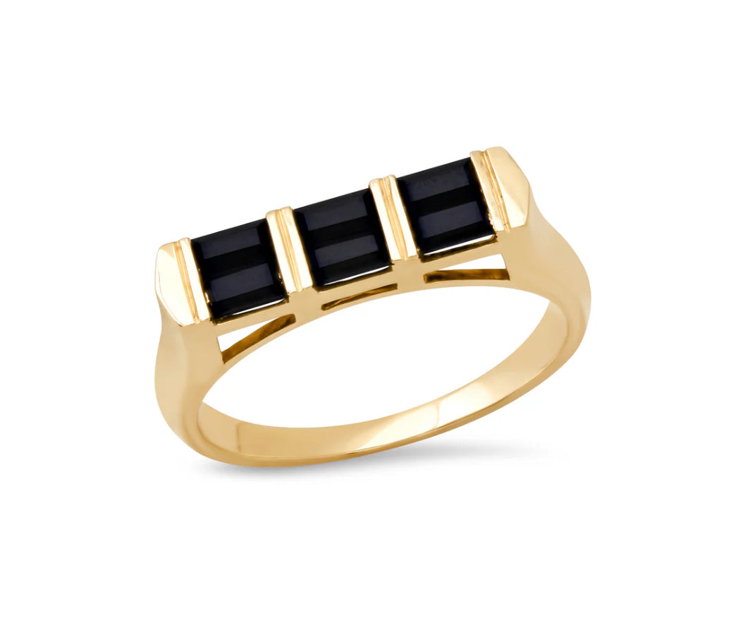 Colorblock Ring in Onyx