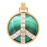 Grandsize Peace Pendant in Malachite and White Sapphire