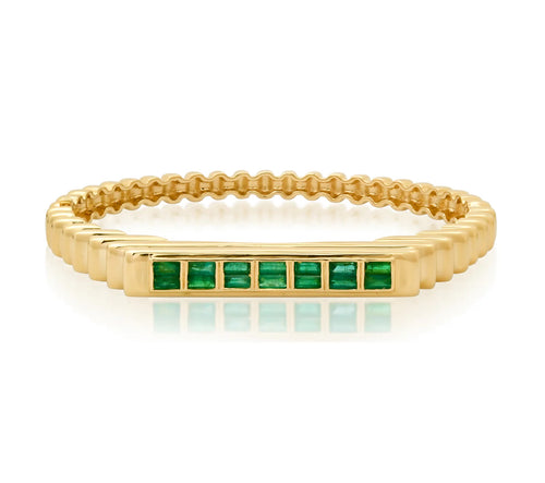 Fluted Colorblock Emerald Bangle