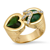 Peace and Love Ring in Malachite and Chrome Tourmaline