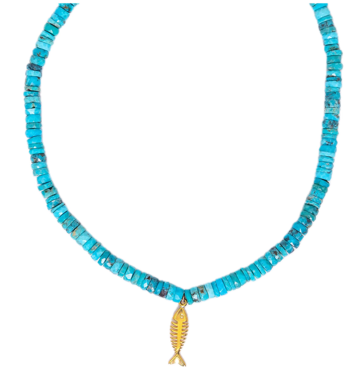 Mini Fishbone Turquoise Mini Fishbone Necklace – Katherine Tess Boutique