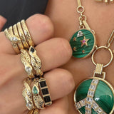Grandsize Peace Pendant in Malachite and White Sapphire