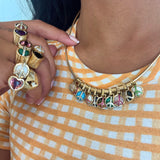 Peace and Love Ring in Malachite and Tourmaline