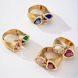 Peace and Love Ring in Pink Opal and Tourmaline