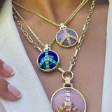 Midsize Peace Pendant in Lapis and Turquoise