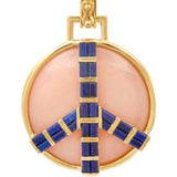 Midsize Peace Pendant in Pink Opal and Blue Lapis