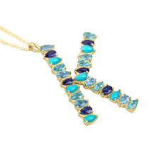 Load image into Gallery viewer, Paloma Initial Charm Necklace in Multi Blue