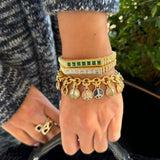 Fluted Colorblock Emerald Bangle