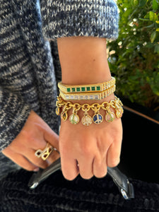 Fluted Colorblock Emerald Bangle