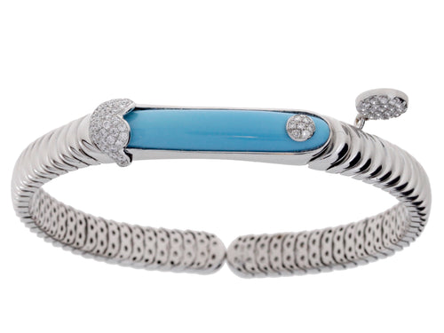 Diamond White Gold Turquoise Bracelet