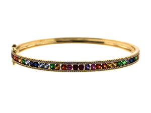 Gold Rainbow Diamond Bangle