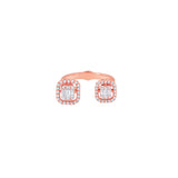 Illusion Emerald Cut Cluster Double Ring