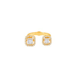 Illusion Emerald Cut Cluster Double Ring